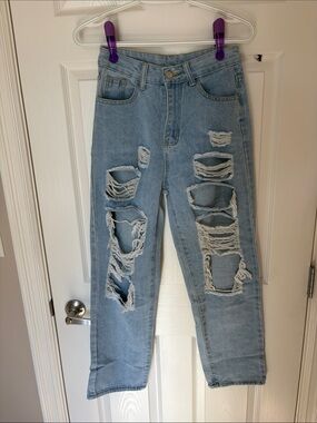 Light Blue Distressed High-Waist Women’s Jeans